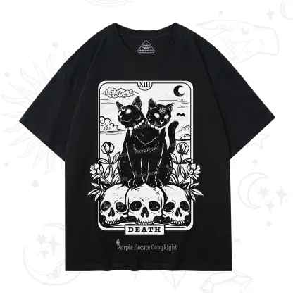 Purplehecate The Black Cat Death Tarot Card T-Shirt
