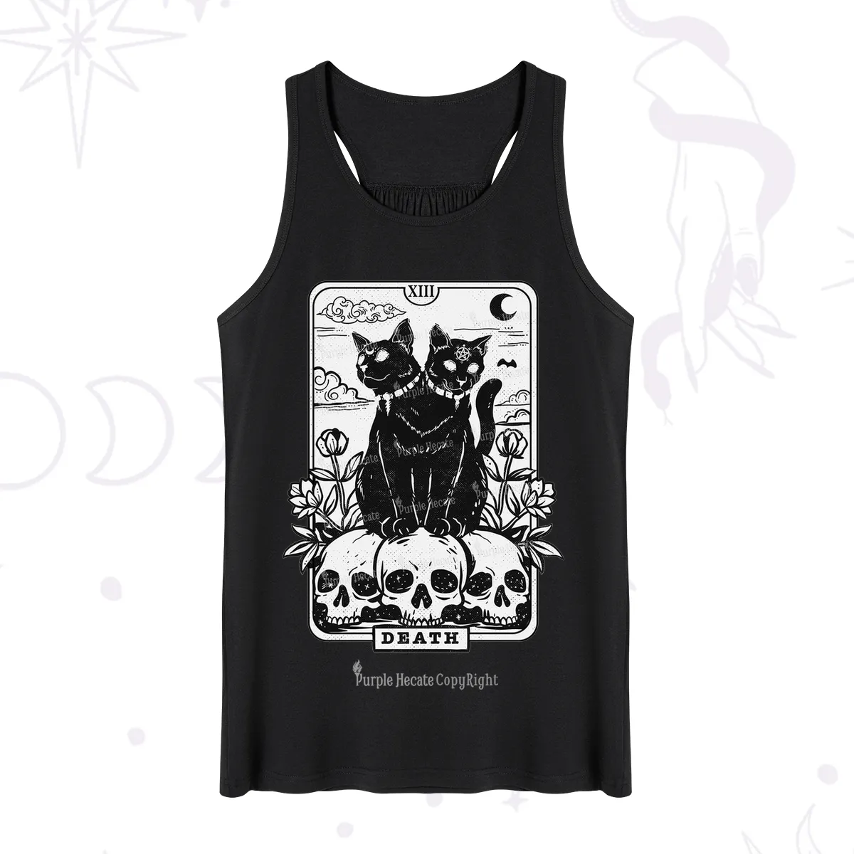 Purplehecate The Black Cat Death Tarot Card Tank