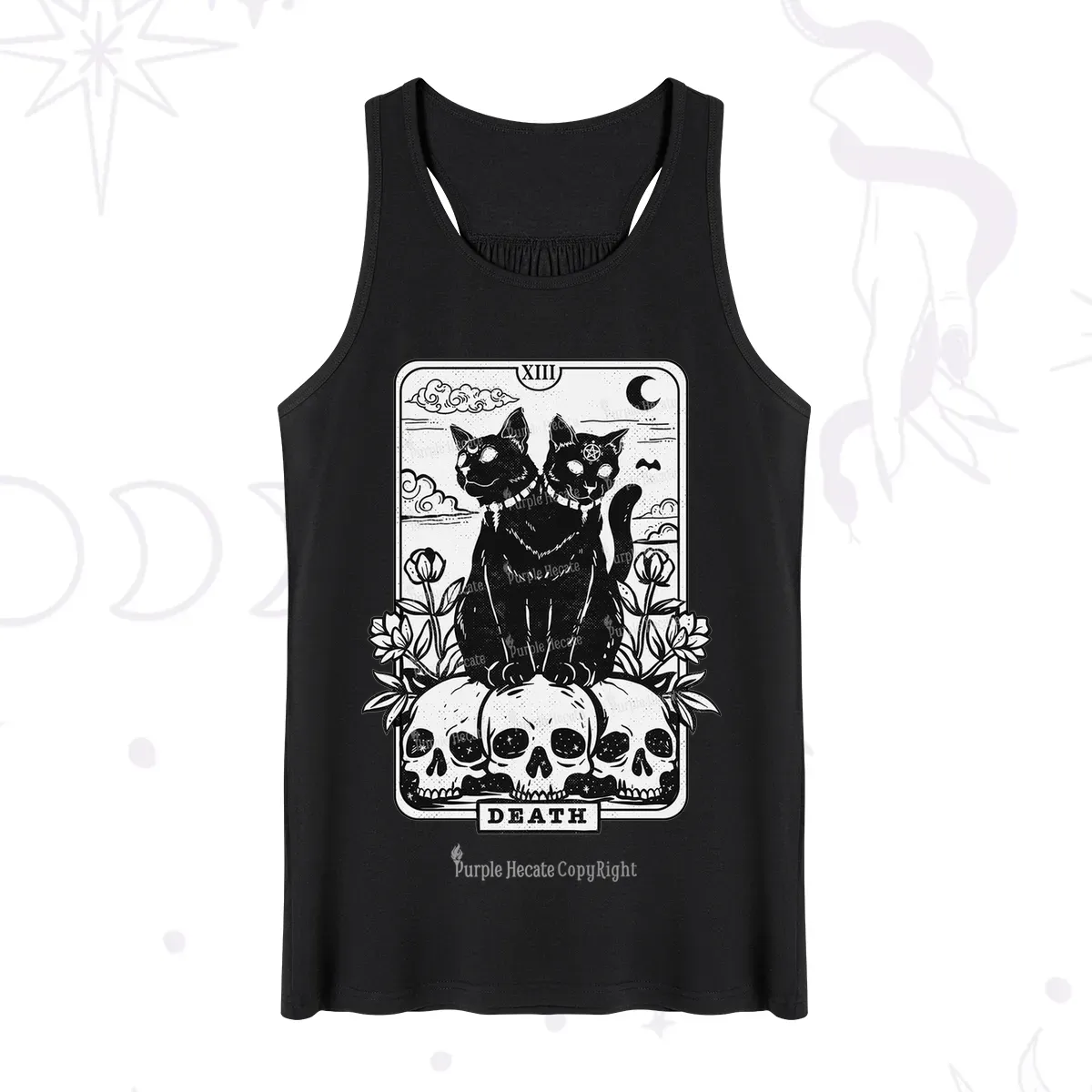 Purplehecate The Black Cat Death Tarot Card Tank