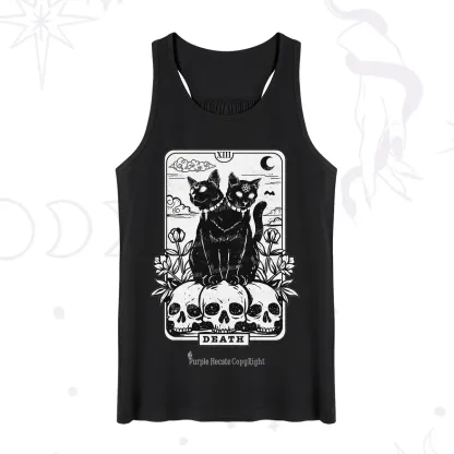 Purplehecate The Black Cat Death Tarot Card Tank