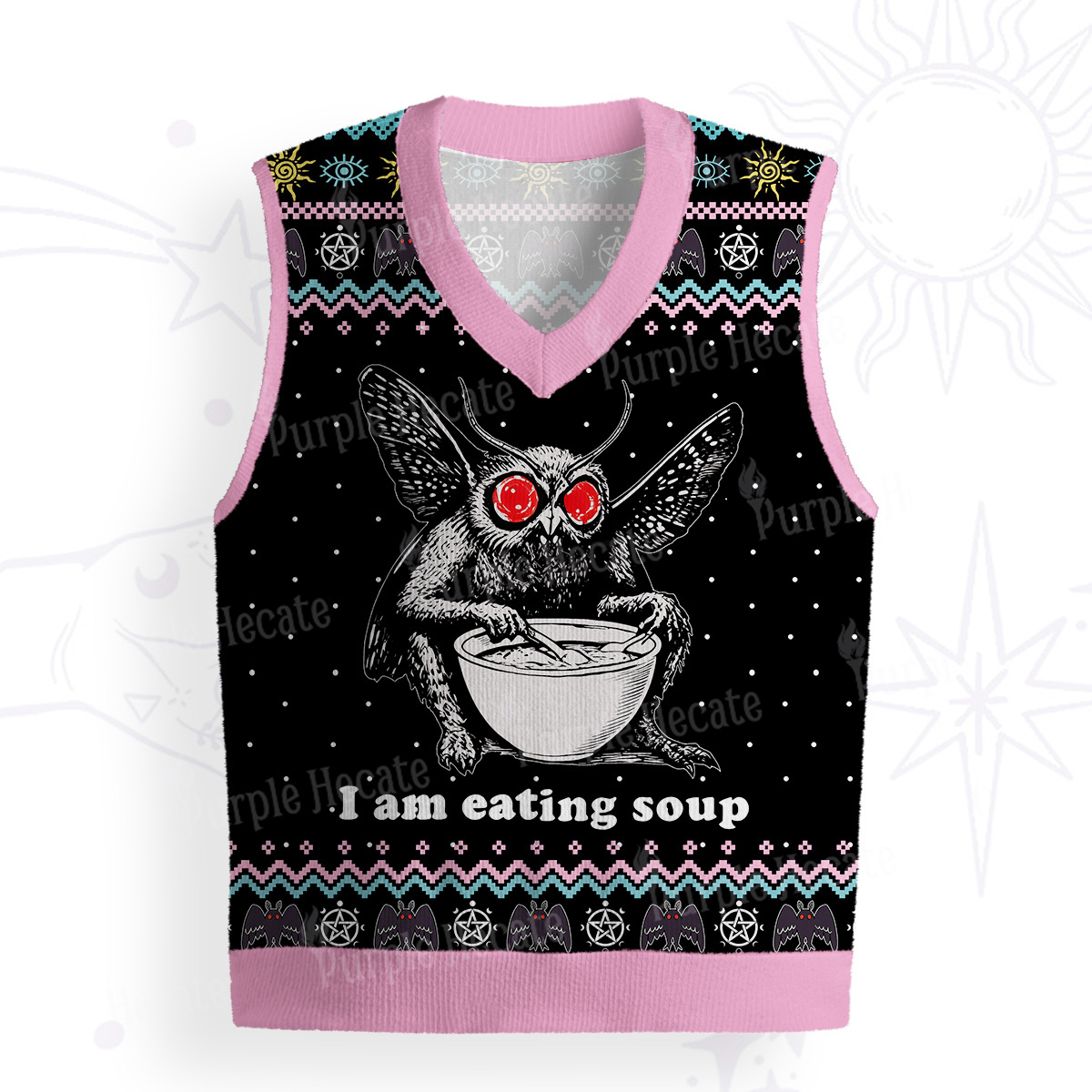 Purplehecate Mothman Eating Soup Ugly Sweater Vest