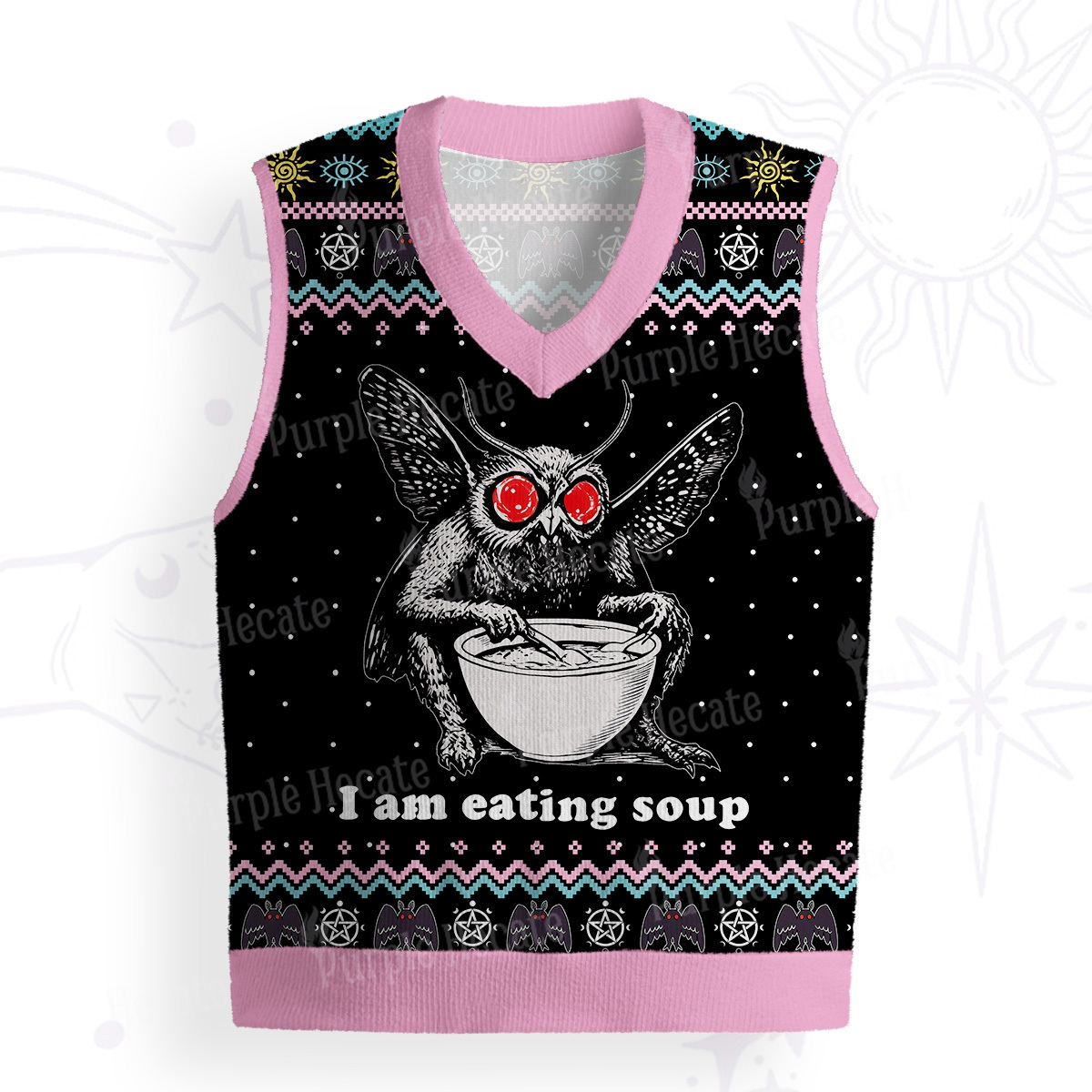 Purplehecate Mothman Eating Soup Ugly Sweater Vest