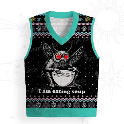 Purplehecate Mothman Eating Soup Ugly Sweater Vest