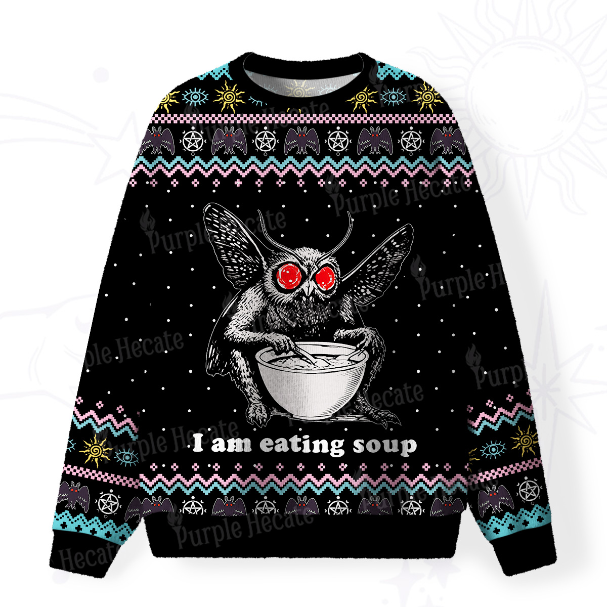 Purplehecate Mothman Eating Soup Fuzzy Ugly Sweatshirt