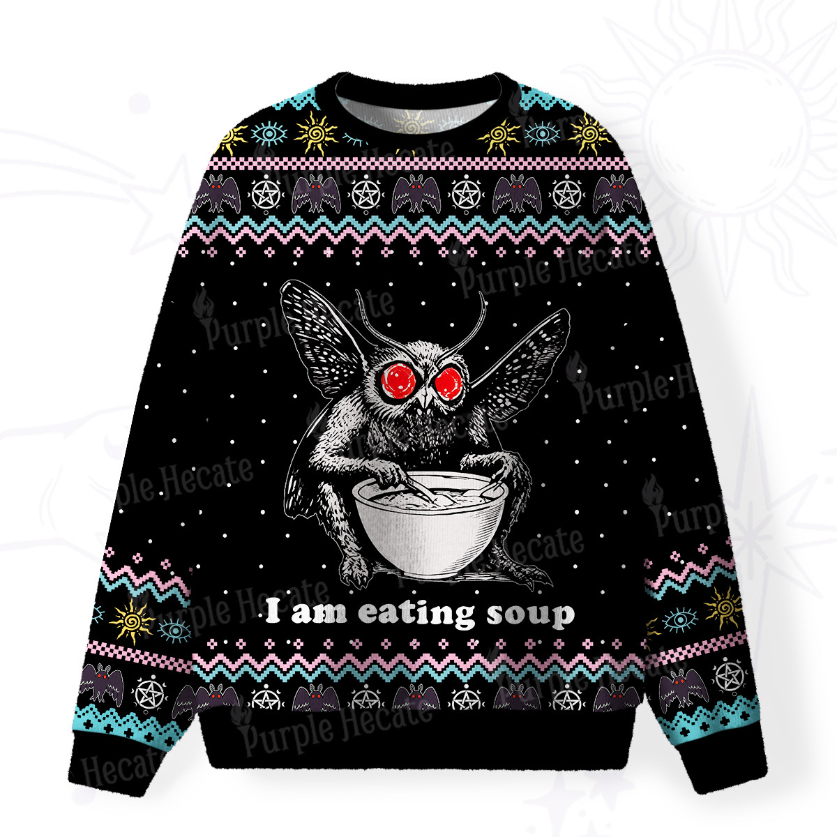 Purplehecate Mothman Eating Soup Fuzzy Ugly Sweatshirt