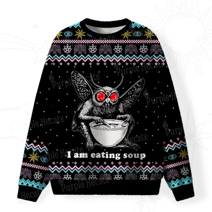 Purplehecate Mothman Eating Soup Fuzzy Ugly Sweatshirt