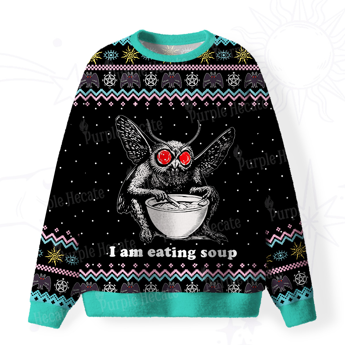 Purplehecate Mothman Eating Soup Fuzzy Ugly Sweatshirt