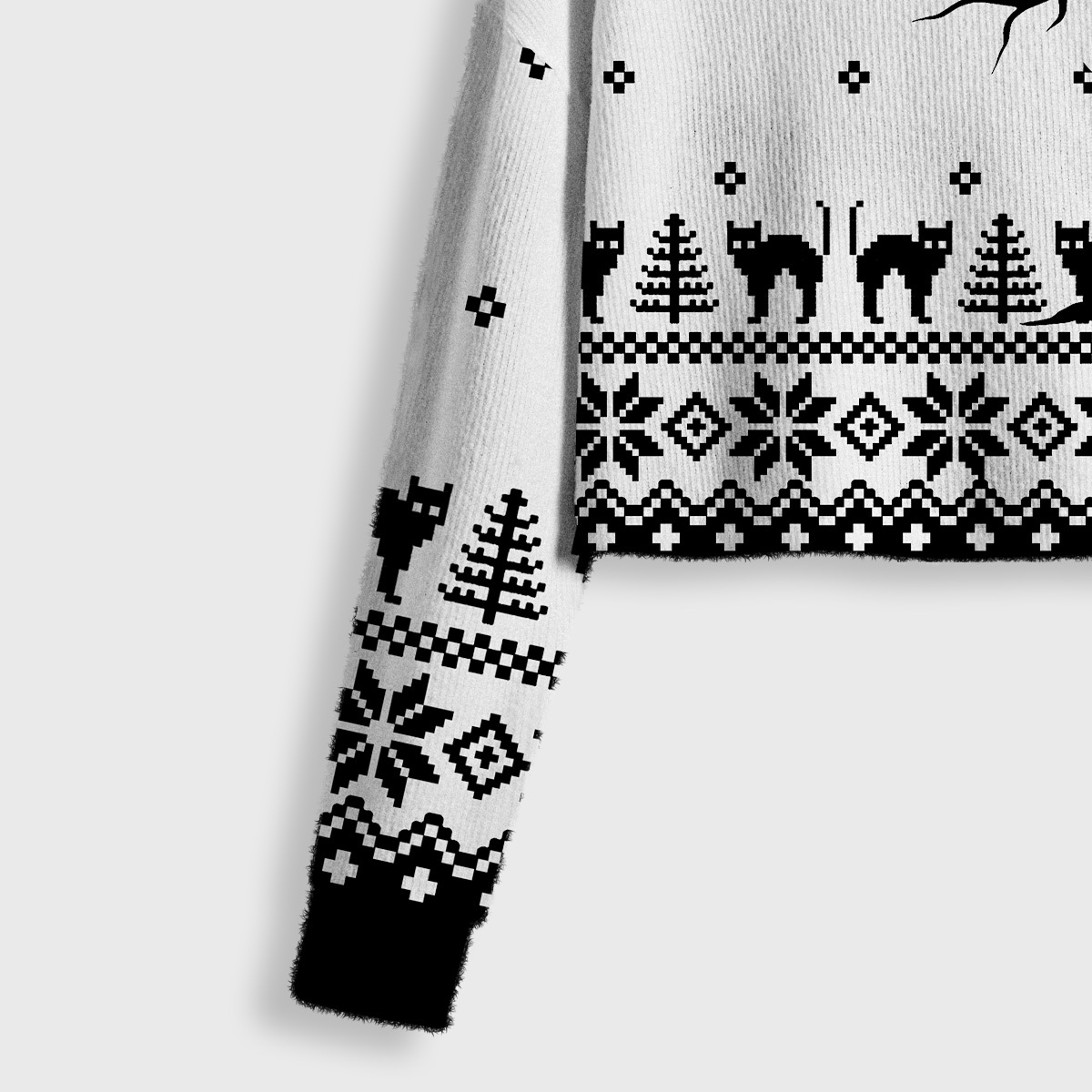 Purplehecate Moonlit Tree Guardian Black Cat Crop Fuzzy Ugly Sweatshirt