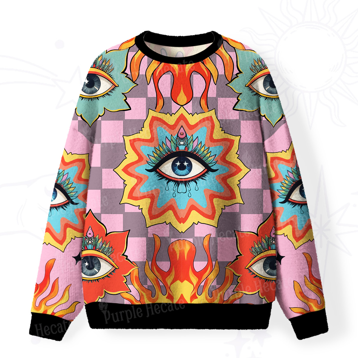 Purplehecate Awakening Flame Fuzzy Ugly Sweatshirt