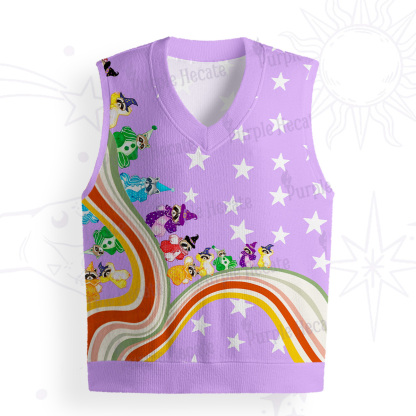 Purplehecate Rainbow Raccoon Star Ugly Sweater Vest