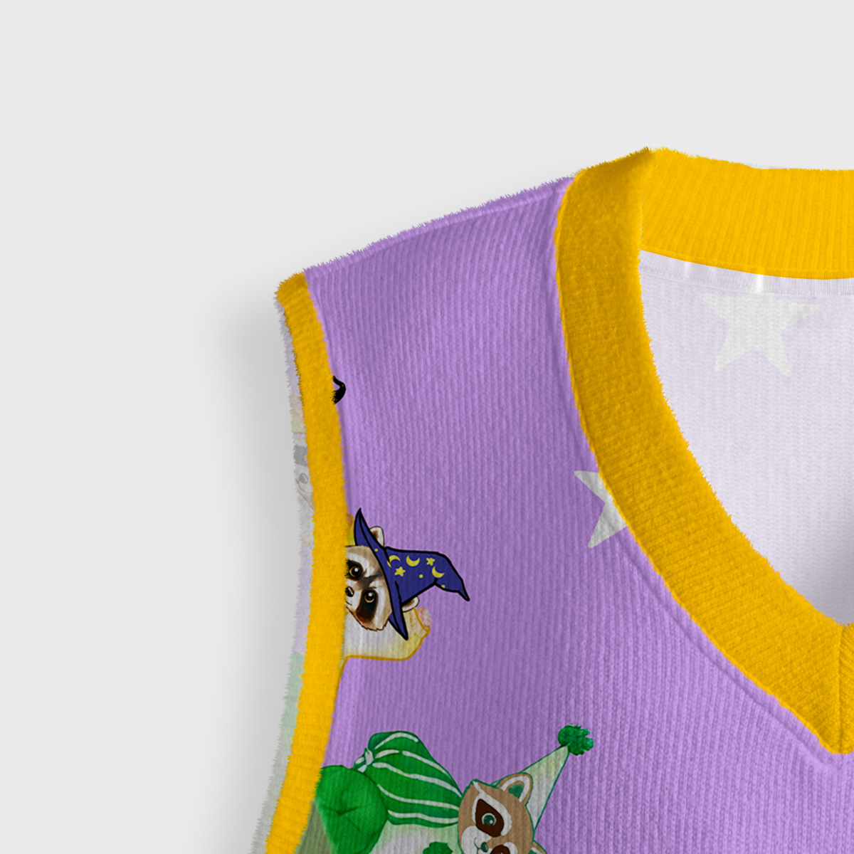 Purplehecate Rainbow Raccoon Star Ugly Sweater Vest