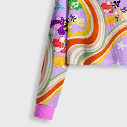 Purplehecate Rainbow Raccoon Star Crop Fuzzy Ugly Sweatshirt