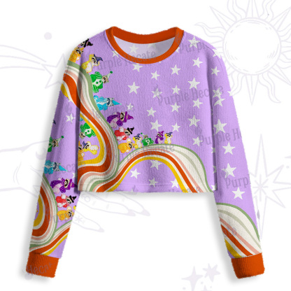 Purplehecate Rainbow Raccoon Star Crop Fuzzy Ugly Sweatshirt