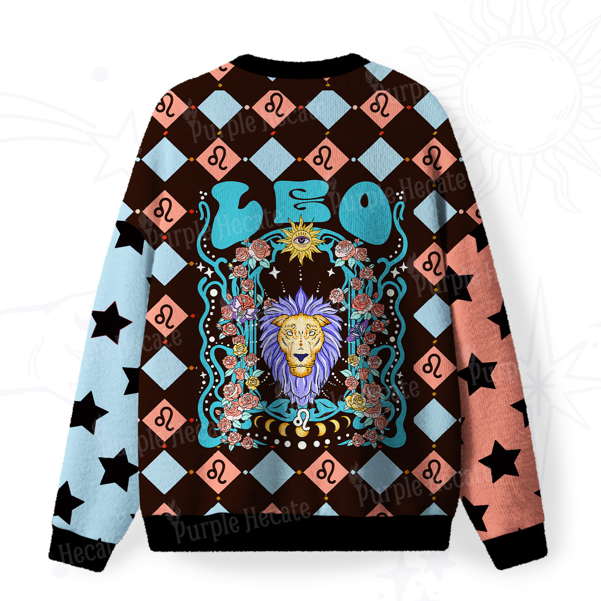 Purplehecate Leo Spirit Zodiac Fuzzy Ugly Sweatshirt