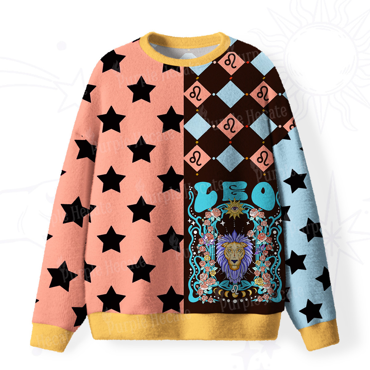 Purplehecate Leo Spirit Zodiac Fuzzy Ugly Sweatshirt