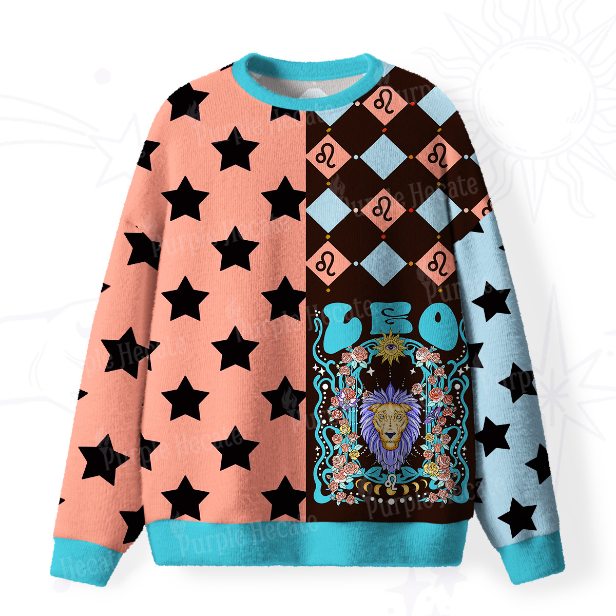 Purplehecate Leo Spirit Zodiac Fuzzy Ugly Sweatshirt