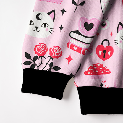 Purplehecate Black Cat Witchy Pink Fuzzy Ugly Sweatshirt