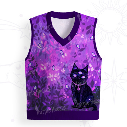 Purplehecate Witch’s Mystic Third-Eye Familiar Ugly Sweater Vest