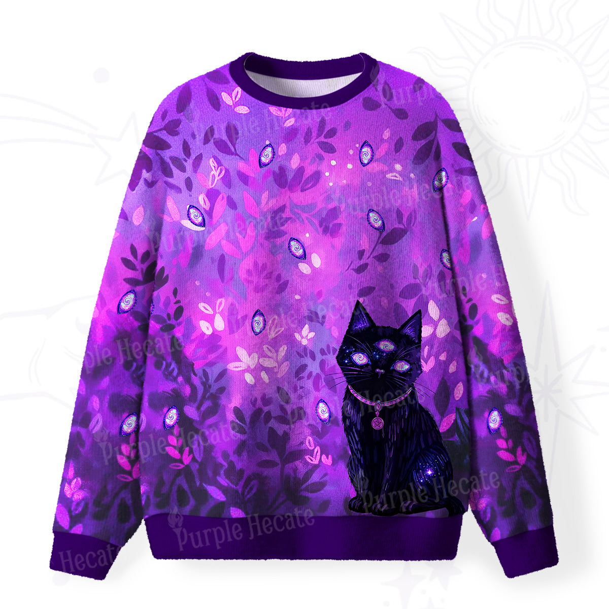 Purplehecate Witch’s Mystic Third-Eye Familiar Fuzzy Ugly Sweatshirt