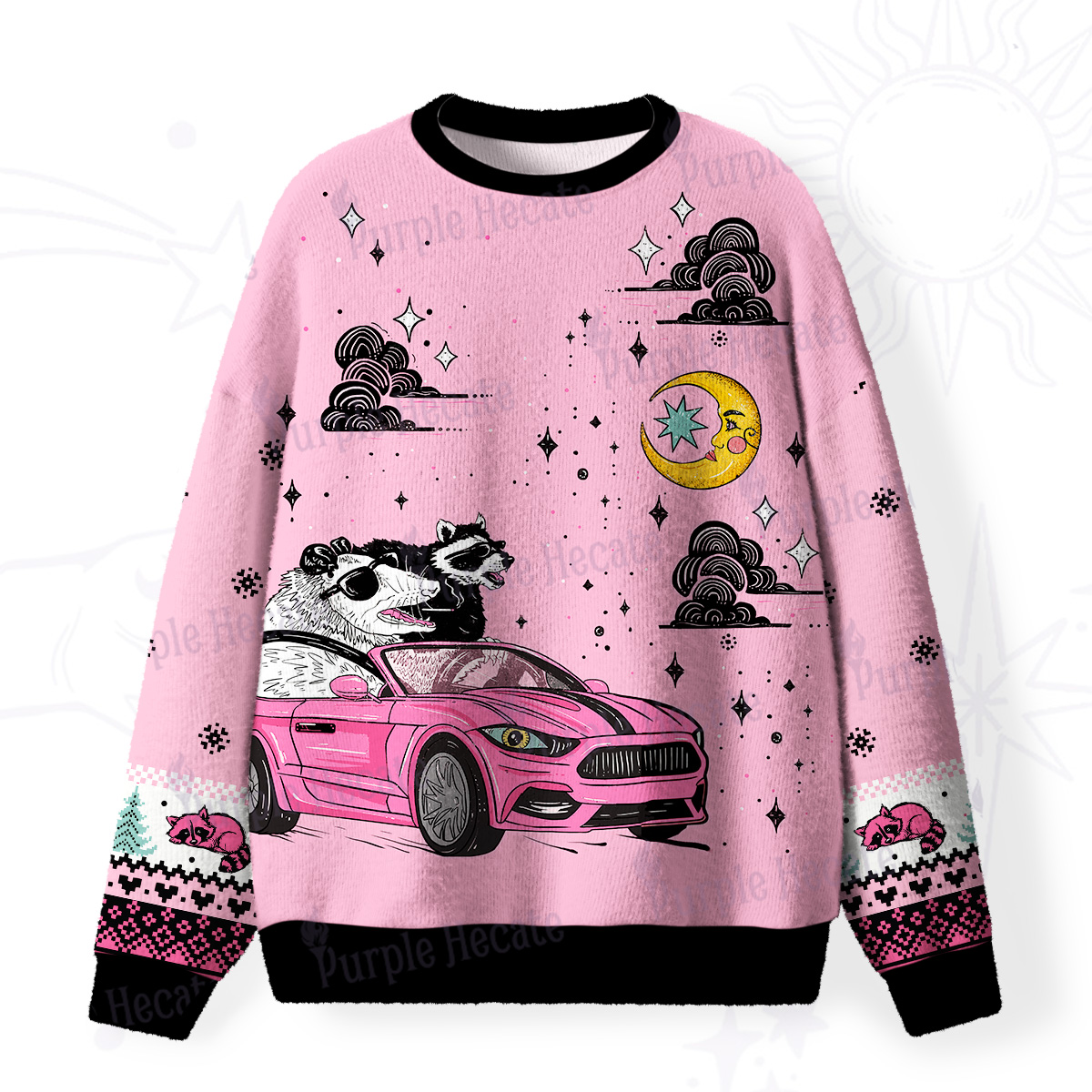 Purplehecate Moonlight Trash Team Fuzzy Ugly Sweatshirt