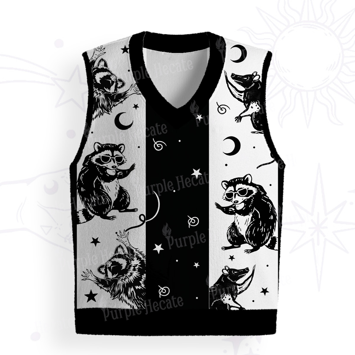 Purplehecate Galactic Raccoon Club Ugly Sweater Vest