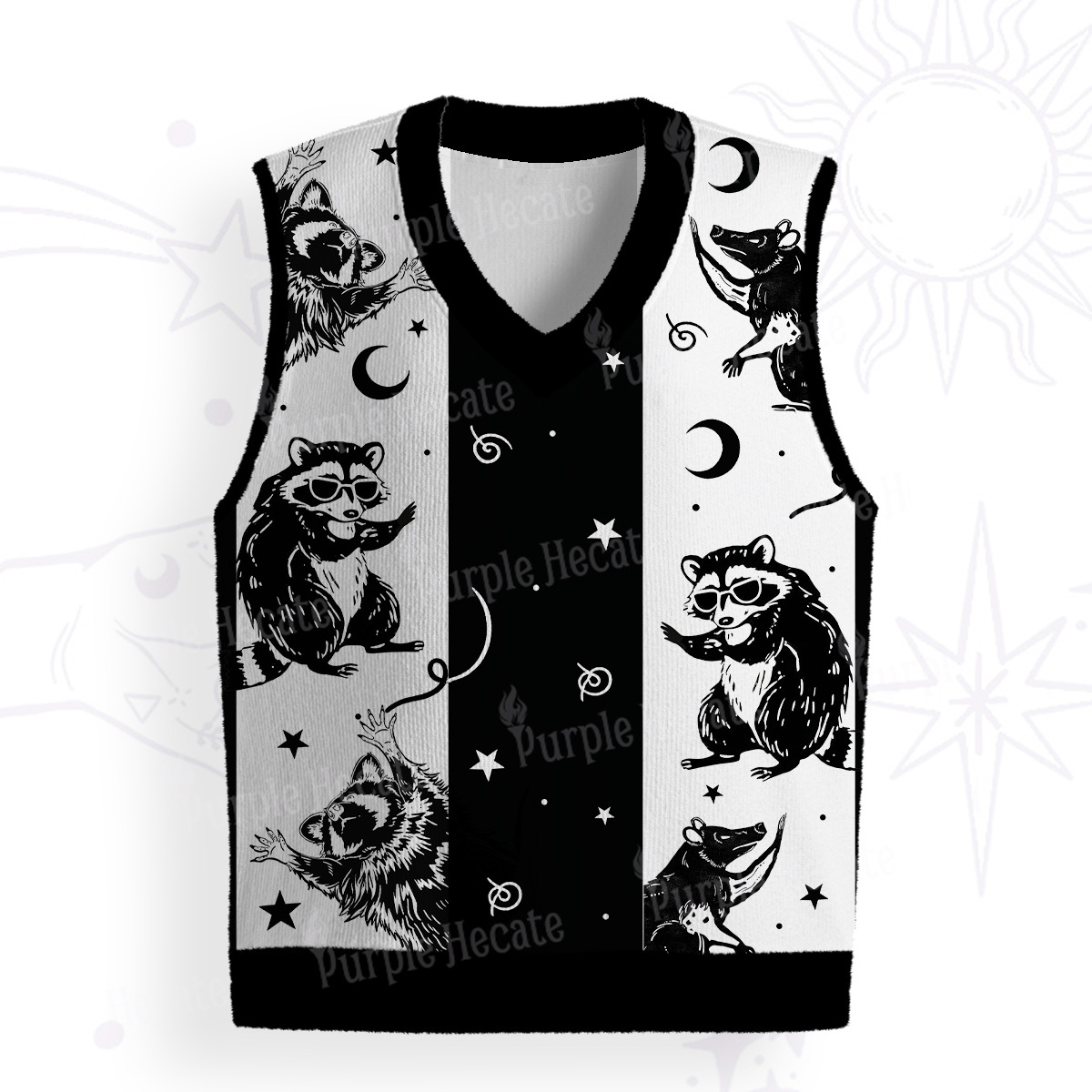 Purplehecate Galactic Raccoon Club Ugly Sweater Vest