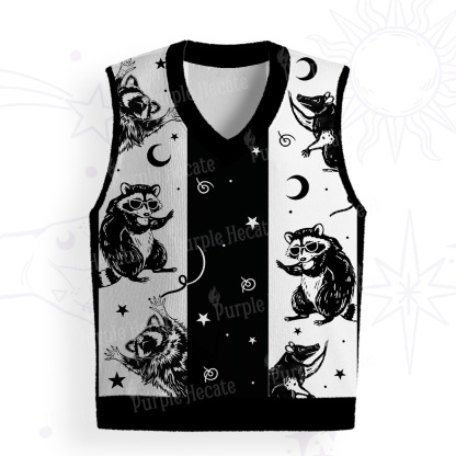 Purplehecate Galactic Raccoon Club Ugly Sweater Vest