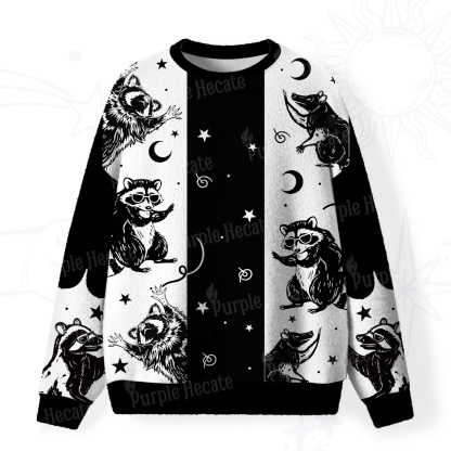 Purplehecate Galactic Raccoon Club Fuzzy Ugly Sweatshirt