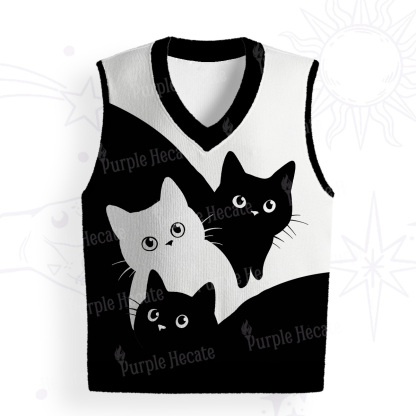 Purplehecate Curious Cats Ugly Sweater Vest