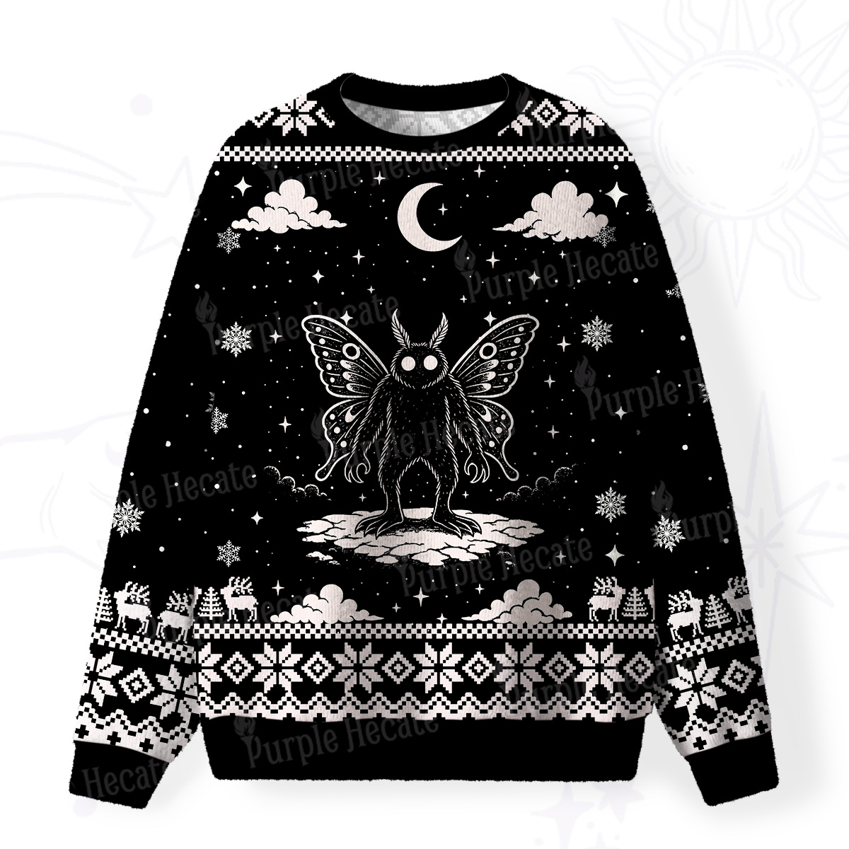 Purplehecate Dark Moth Fuzzy Ugly Sweatshirt