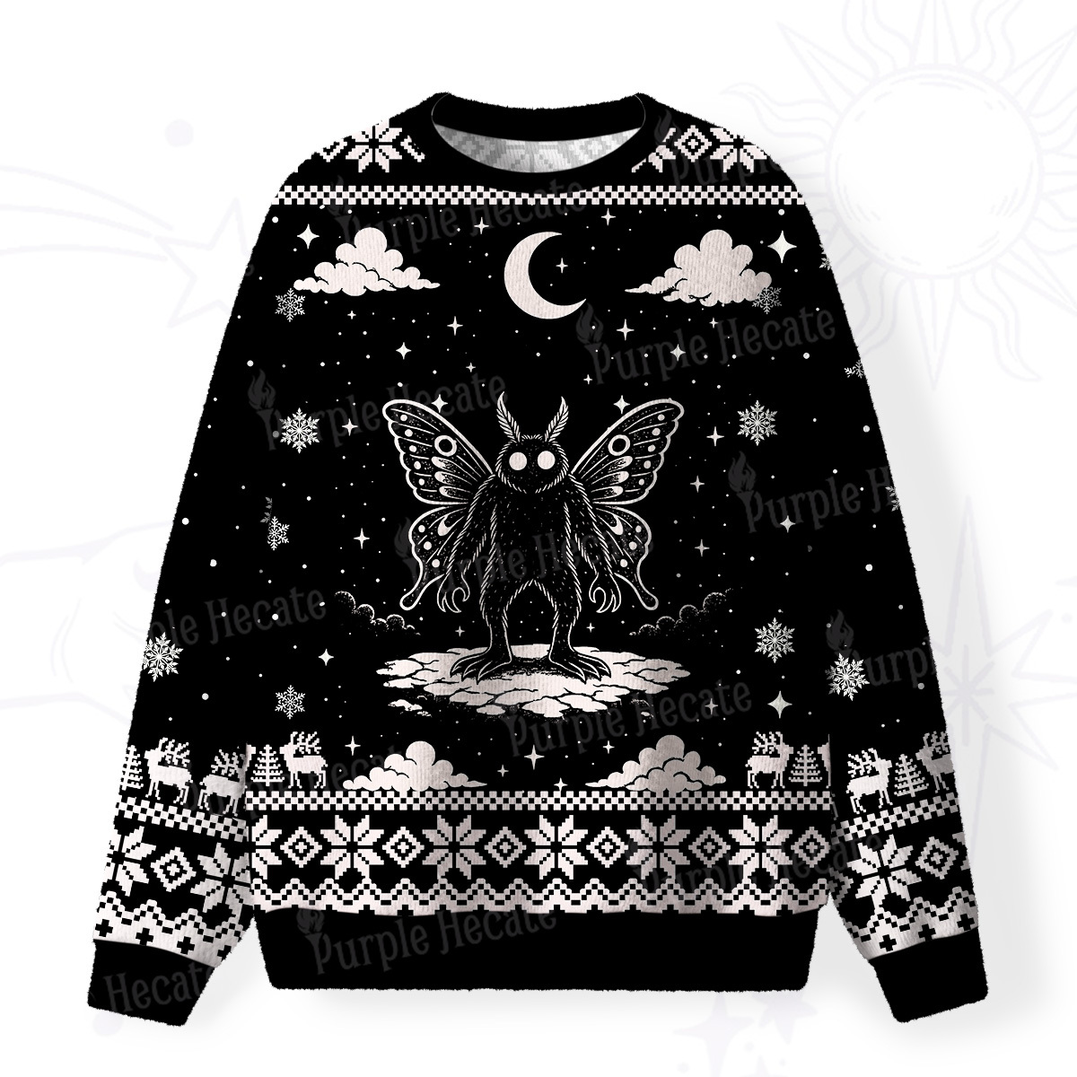 Purplehecate Dark Moth Fuzzy Ugly Sweatshirt
