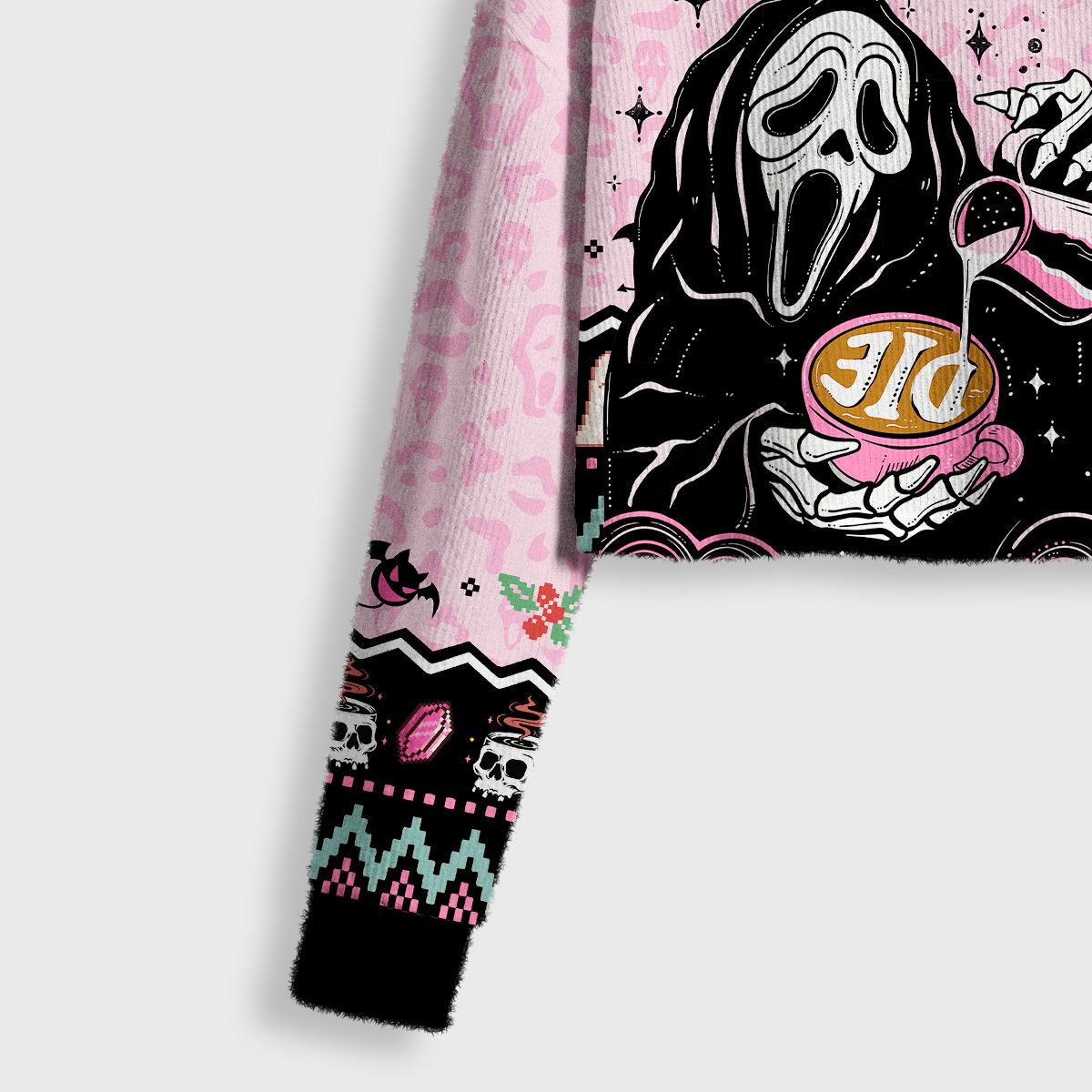 Purplehecate The You Can Learn Latte Art Crop Fuzzy Ugly Sweatshirt