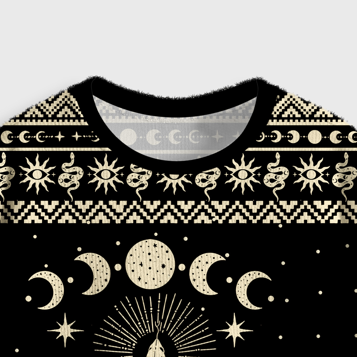 Purplehecate Snake And Moon Phase Comfort Crop Fuzzy Ugly Sweatshirt