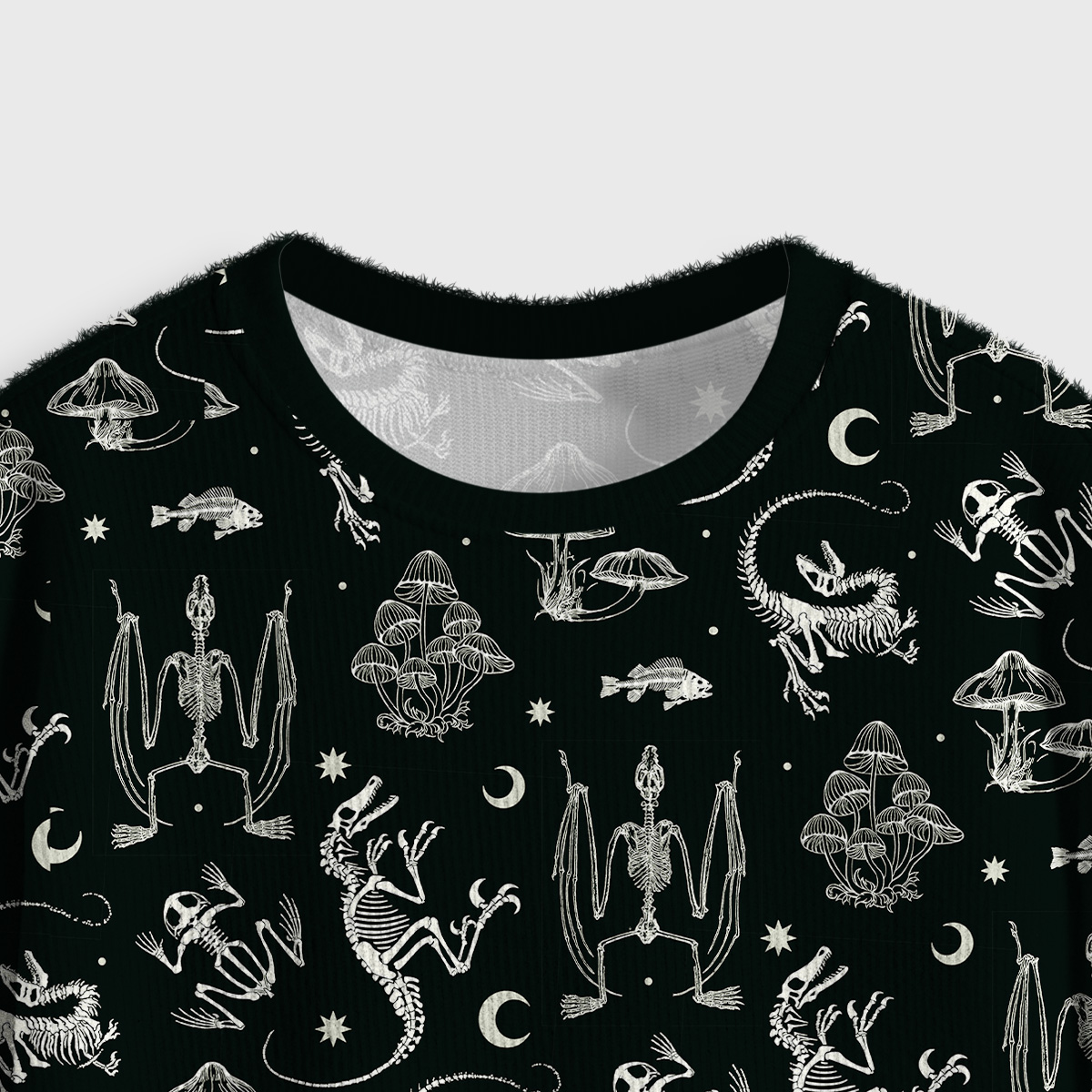 Purplehecate Prehistoric Fantasy Crop Fuzzy Ugly Sweatshirt