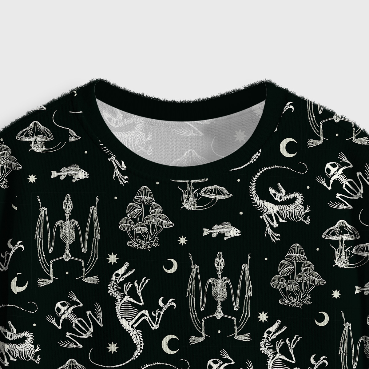 Purplehecate Prehistoric Fantasy Crop Fuzzy Ugly Sweatshirt