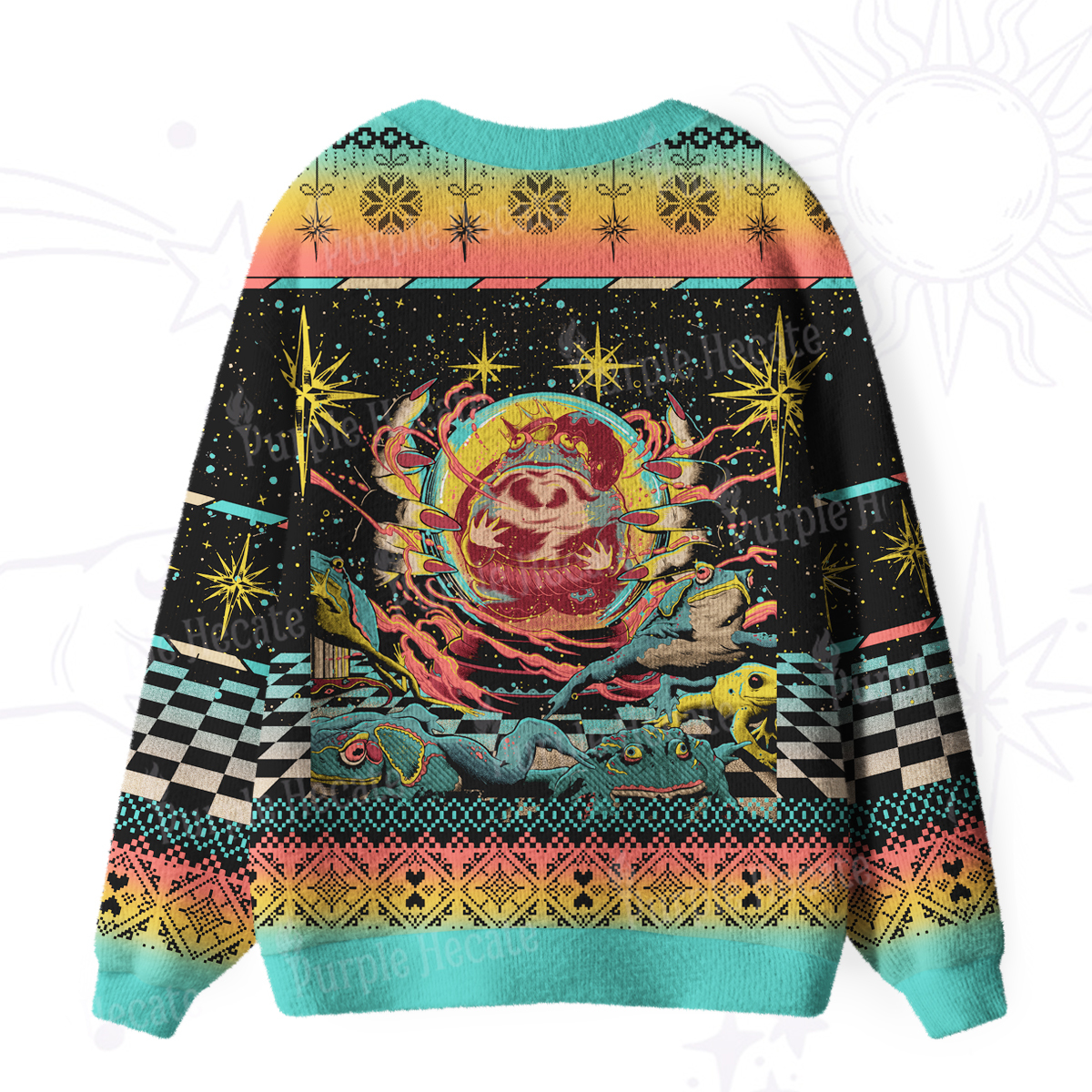 Purplehecate Psychedelic Attack Ugly Cardigan Sweaters