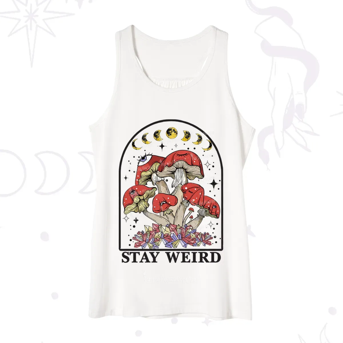 Purplehecate Stay Weird Mushroom Tank
