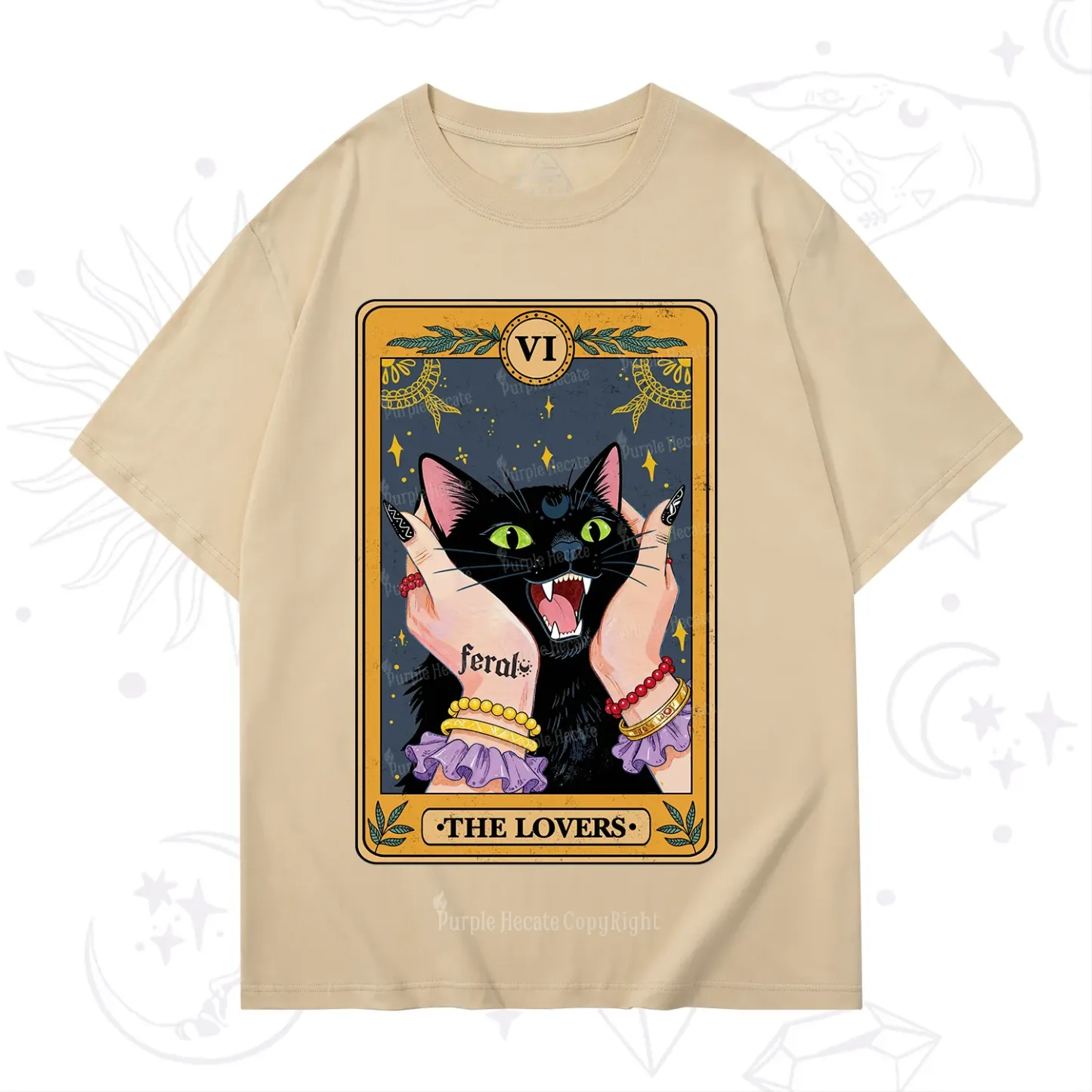 Purplehecate The Lovers Tarot Feral Cat T-Shirt