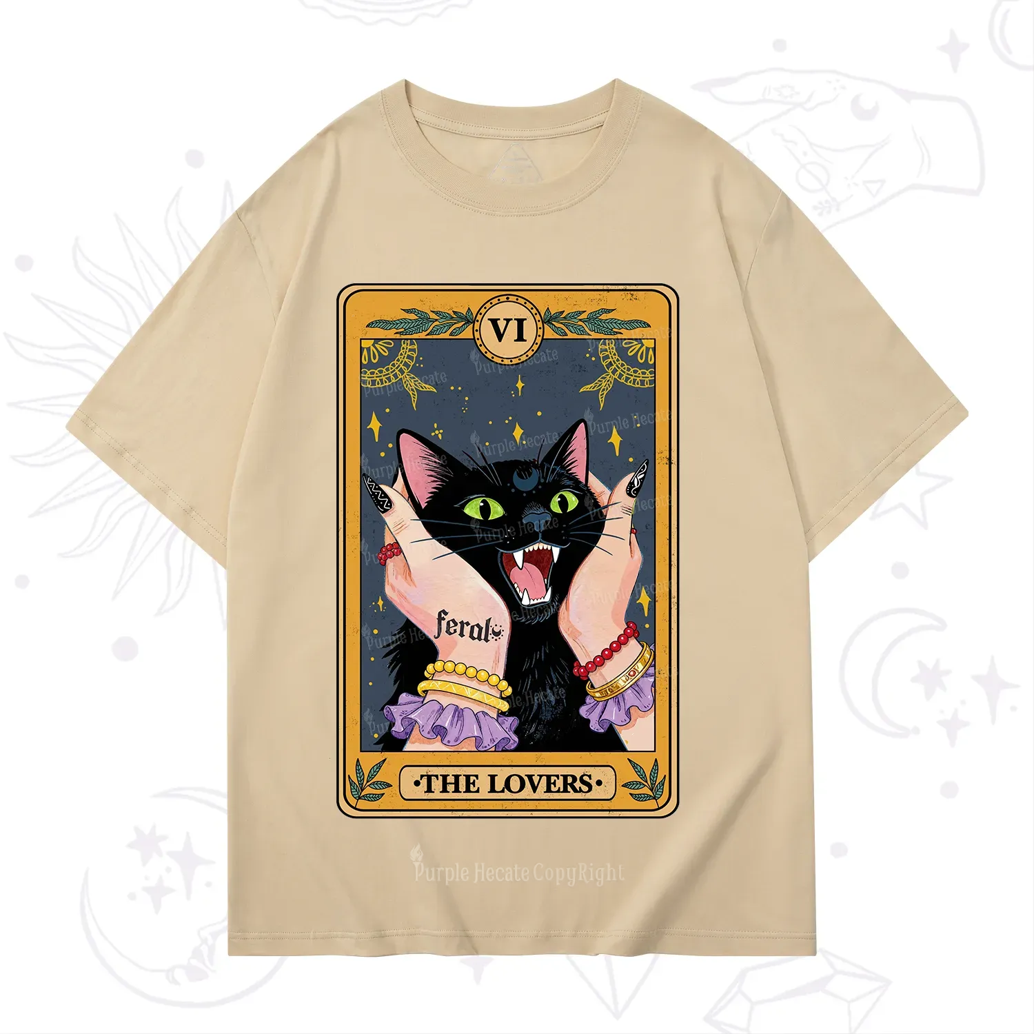 Purplehecate The Lovers Tarot Feral Cat T-Shirt