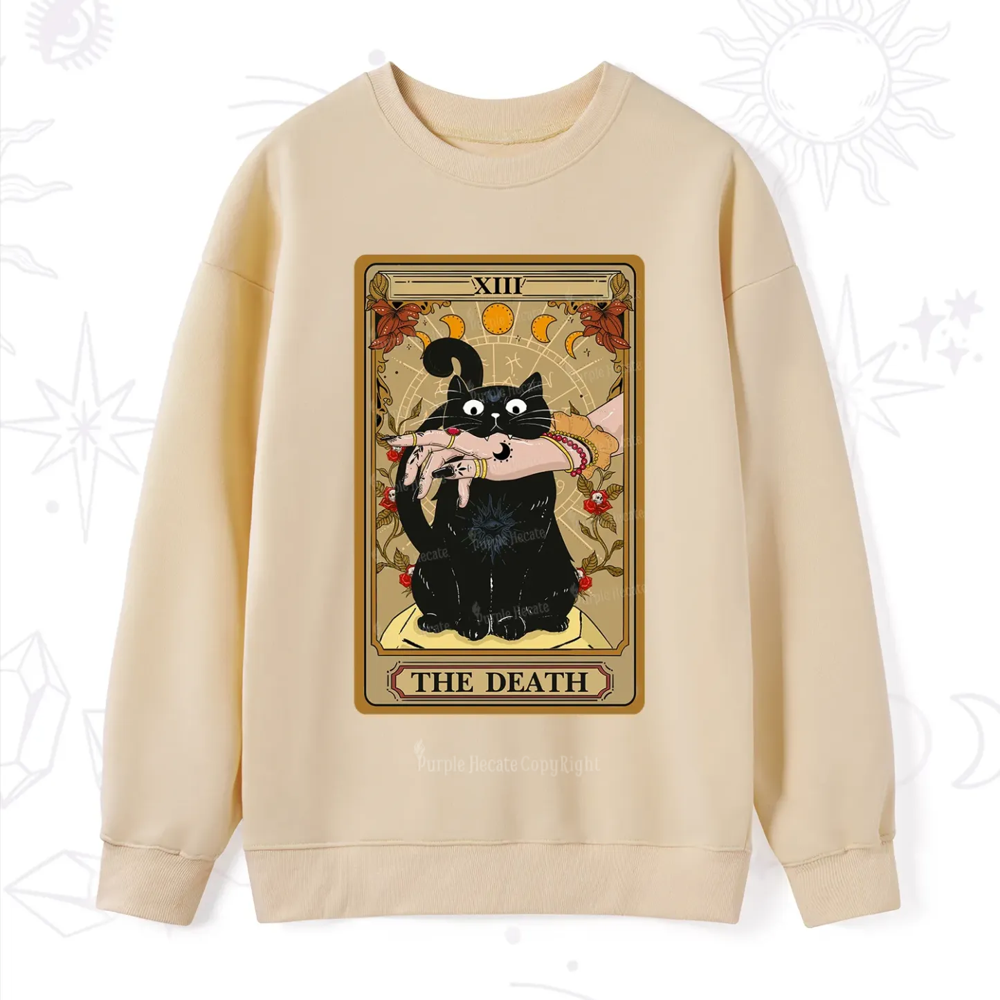 Purplehecate The Death Tarot Black Cat Sweatshirt