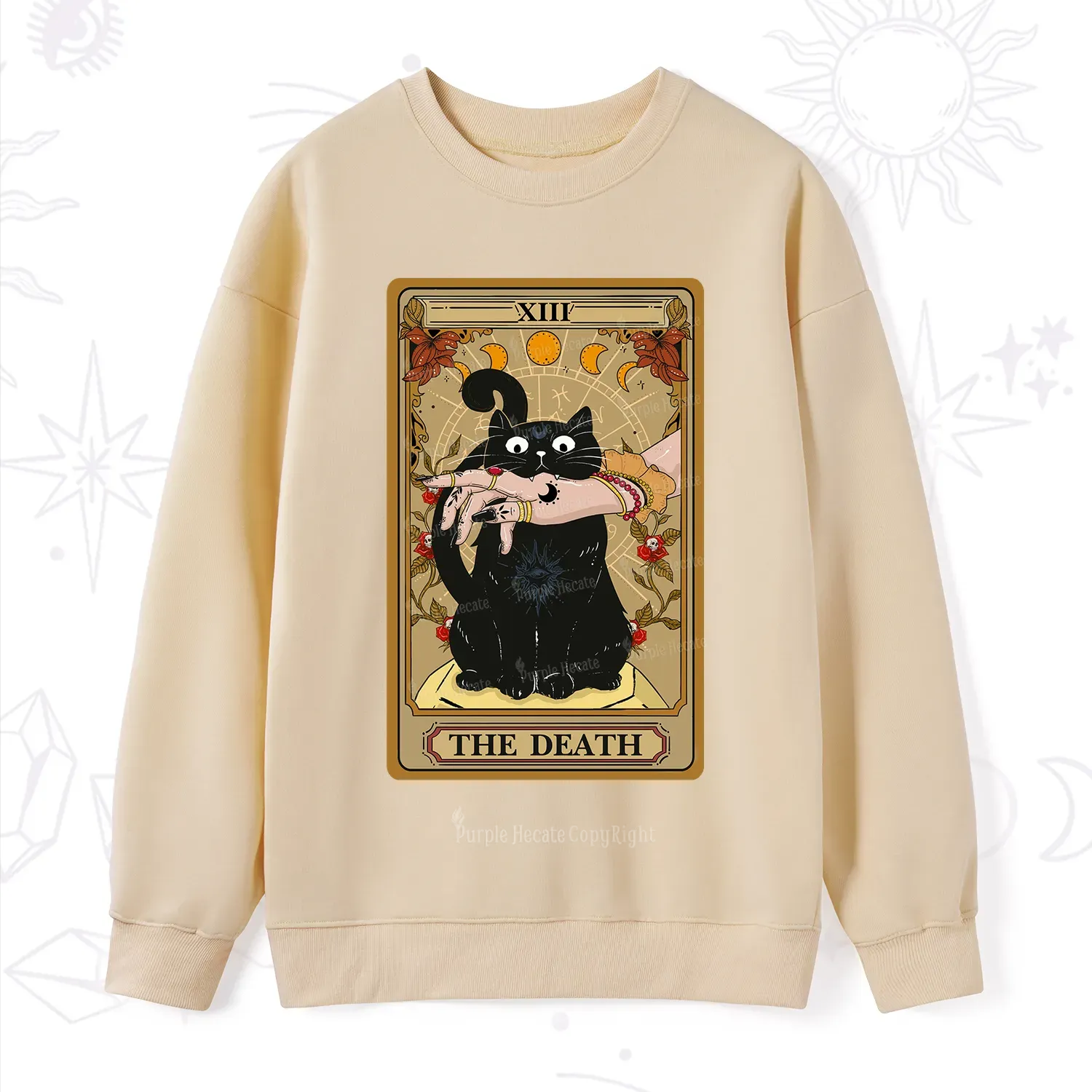 Purplehecate The Death Tarot Black Cat Sweatshirt