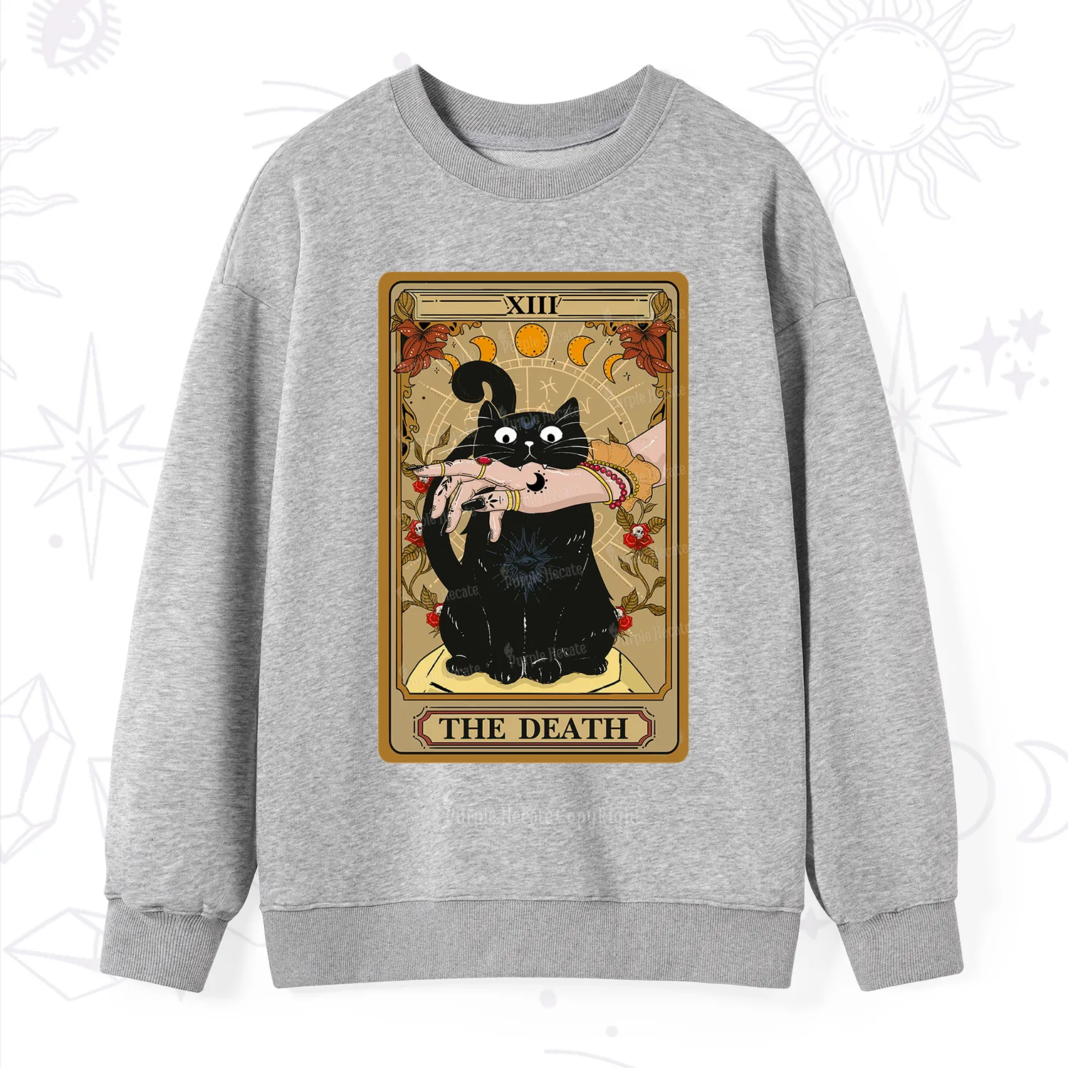 Purplehecate The Death Tarot Black Cat Sweatshirt