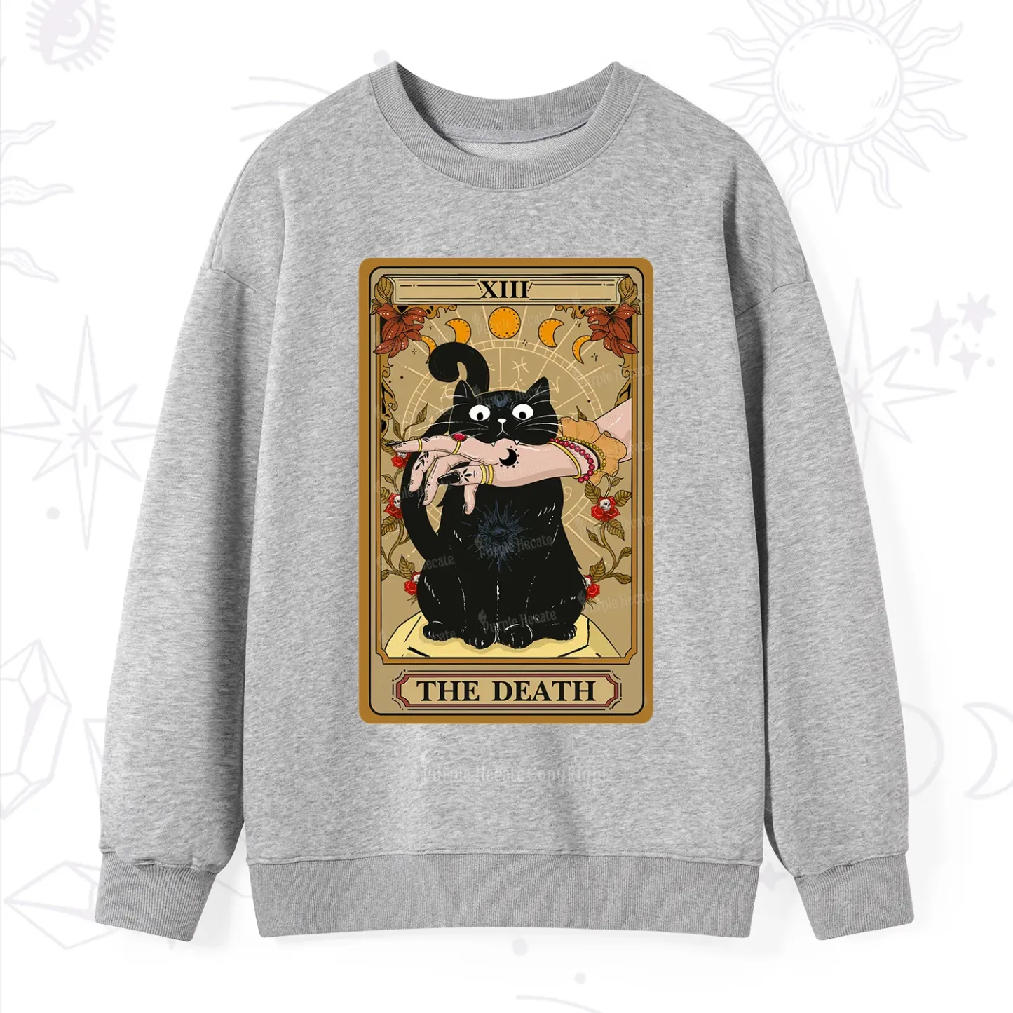 Purplehecate The Death Tarot Black Cat Sweatshirt