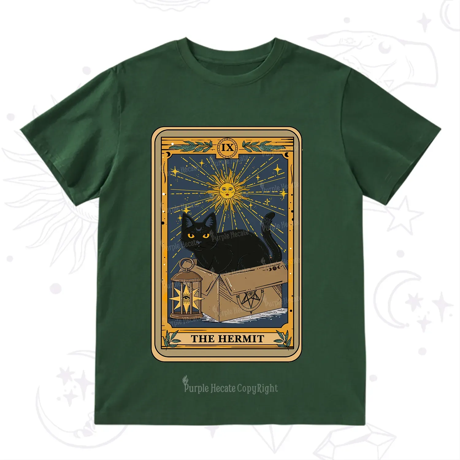 Purplehecate The Hermit Card Cat Lover T-Shirt