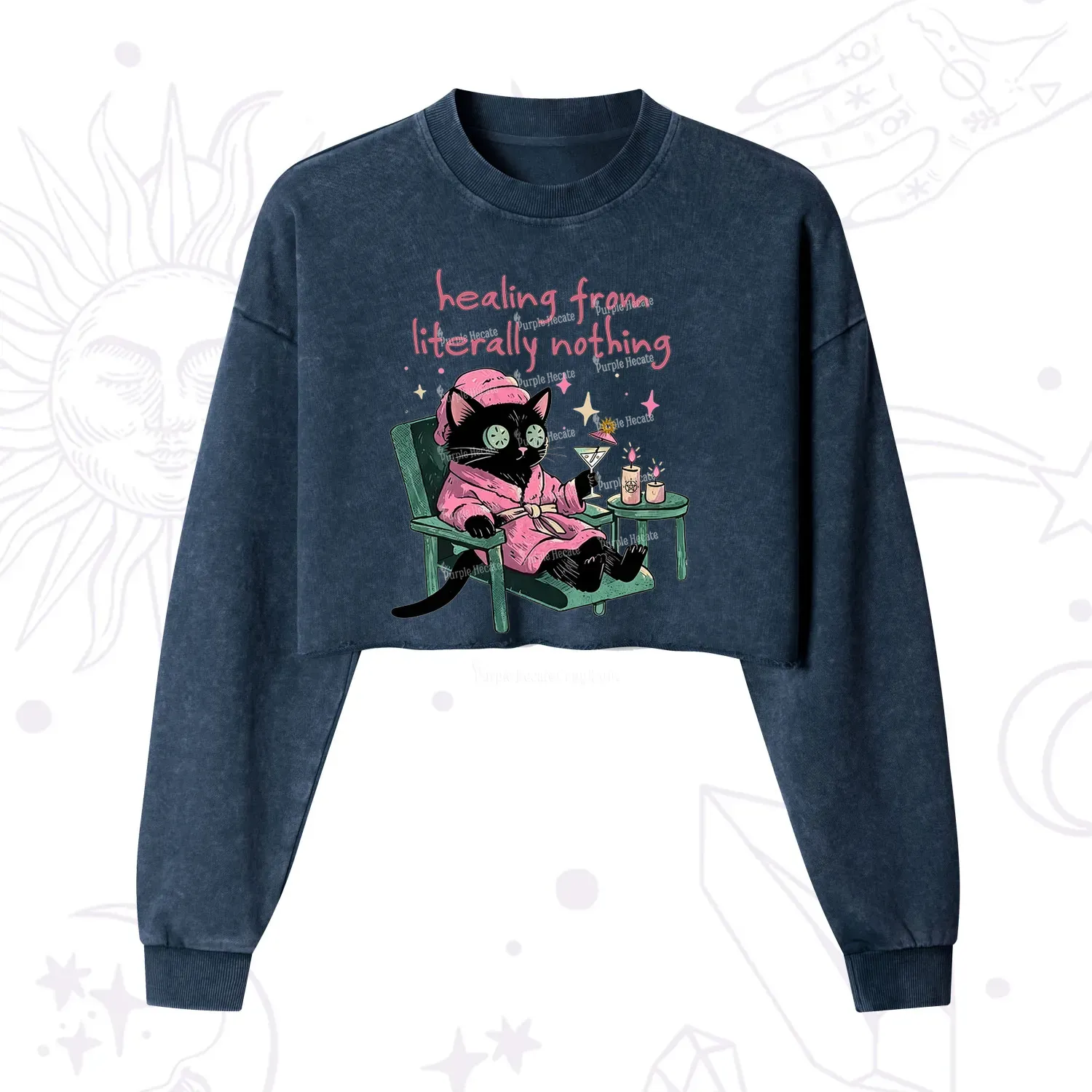 Purplehecate Healing From Literally Nothing Cropped Washed Sweatshirt