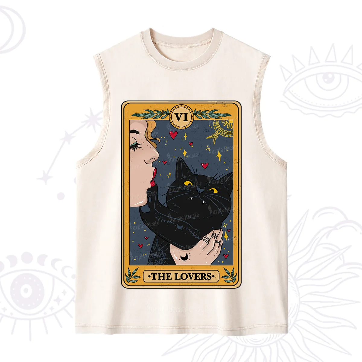 Purplehecate The Lovers Cat Tarot Washed Tank
