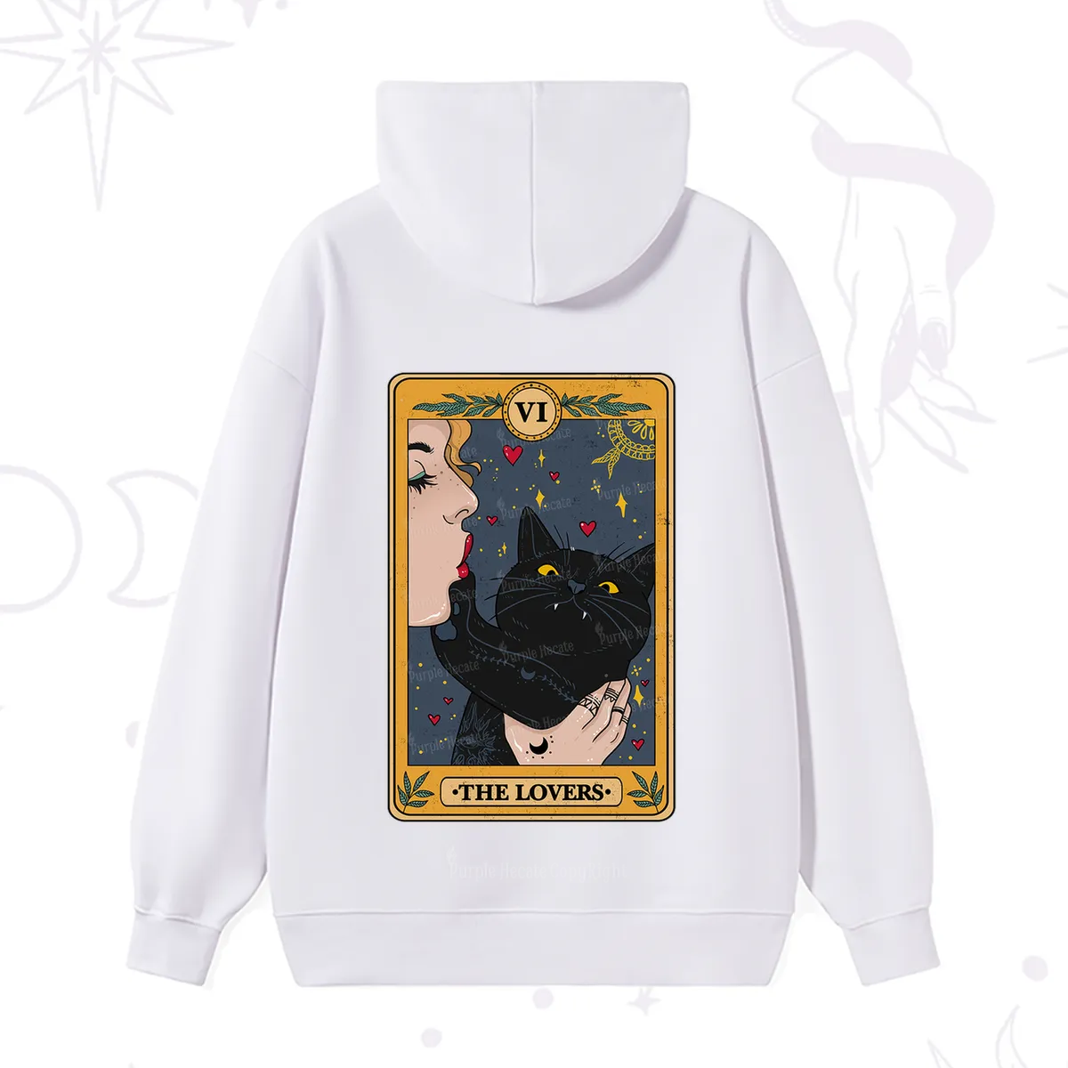 Purplehecate The Lovers Cat Tarot Hoodie