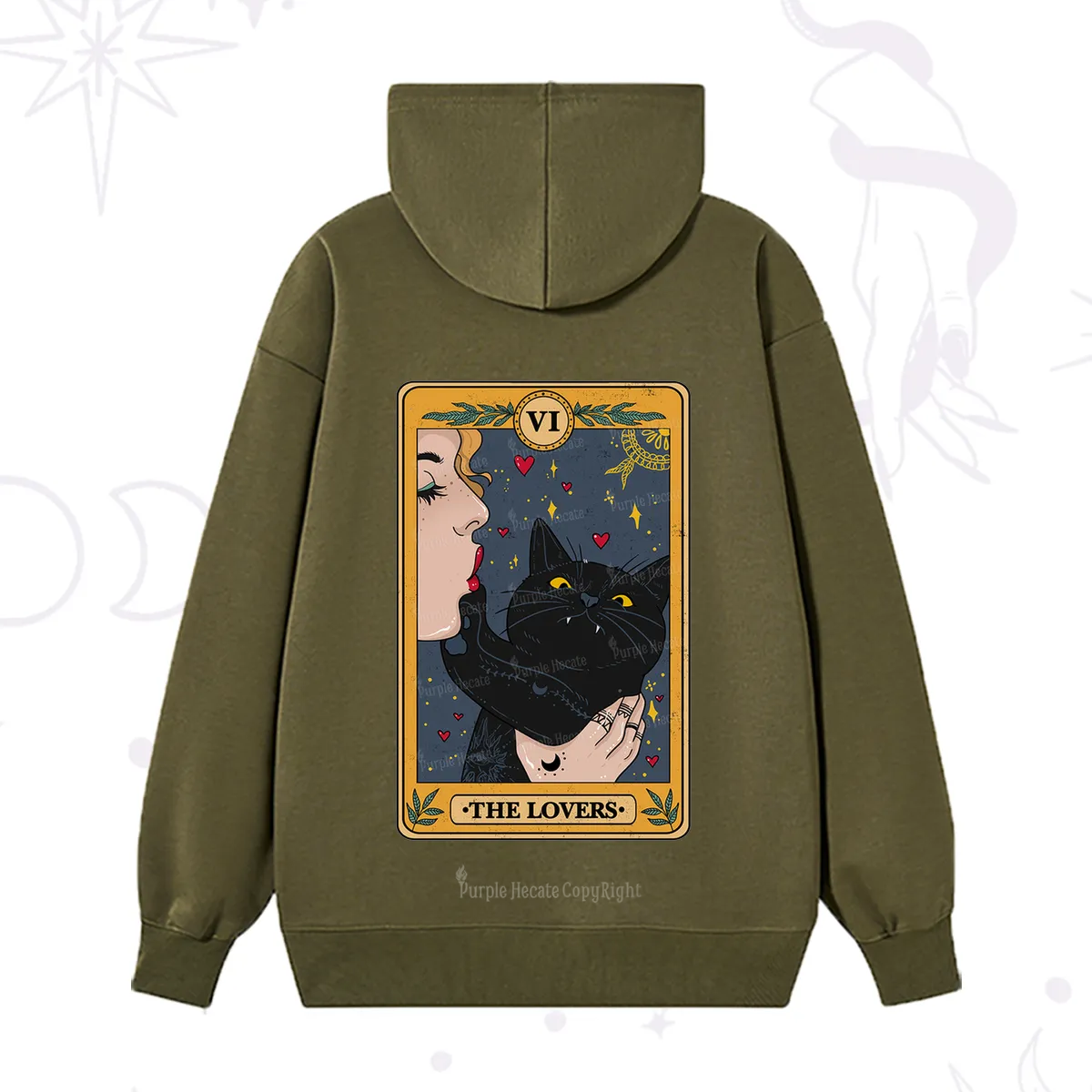 Purplehecate The Lovers Cat Tarot Hoodie