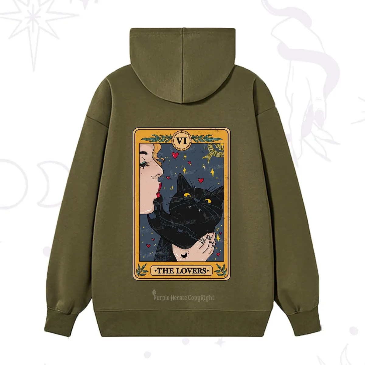 Purplehecate The Lovers Cat Tarot Hoodie