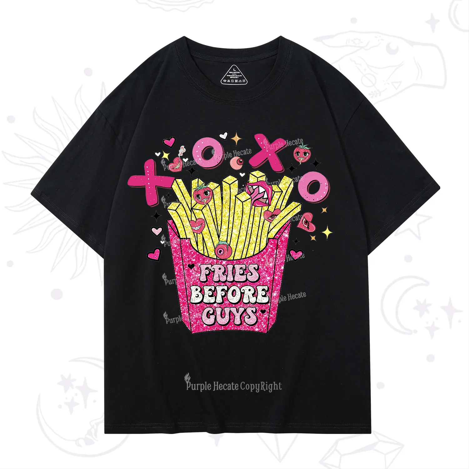 Purplehecate Fries Before Guys Valentine T-Shirt